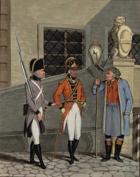 Burgwache der Arcierengardist und der Burghausknecht Georg Emanuel Opiz caricature Peinture à l'huile